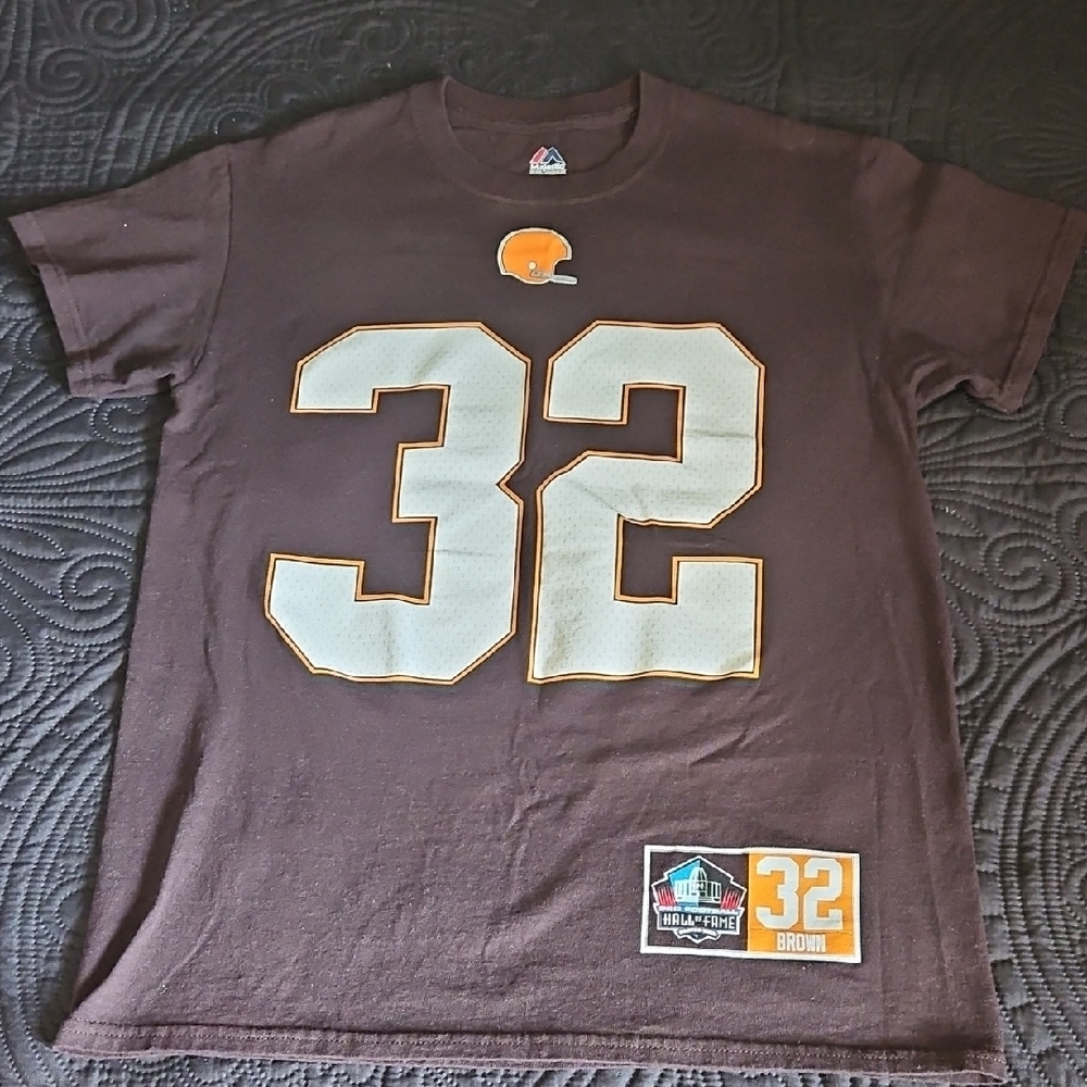 Majestic Brown Orange Polo Collar Jersey Tee